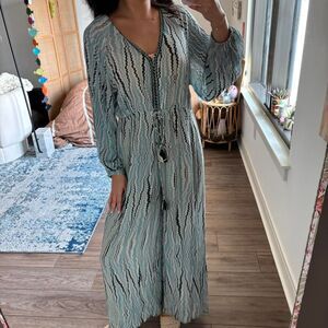 anthropologie bl nk london blue striped lightweight jumpsuit size small